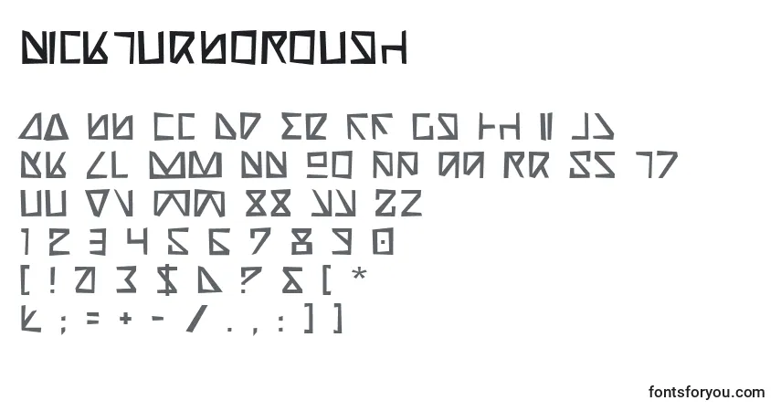 Czcionka NickTurboRough – alfabet, cyfry, specjalne znaki