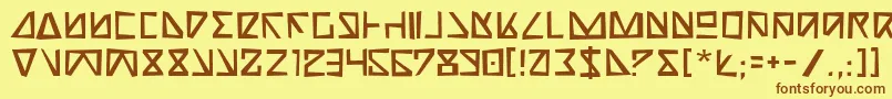 フォントNickTurboRough – 茶色の文字が黄色の背景にあります。