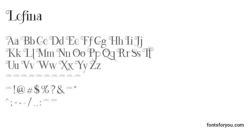Schriftart Lefina – Alphabet, Zahlen, spezielle Symbole