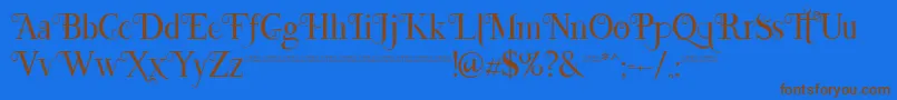 Lefina-Schriftart – Braune Schriften auf blauem Hintergrund