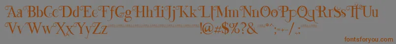 フォントLefina – 茶色の文字が灰色の背景にあります。