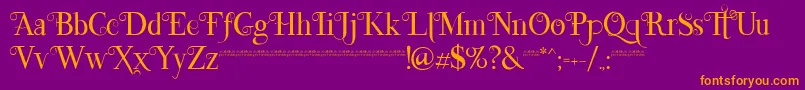 Lefina-Schriftart – Orangefarbene Schriften auf violettem Hintergrund