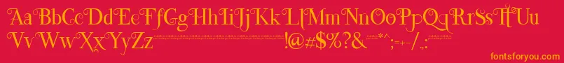 フォントLefina – 赤い背景にオレンジの文字