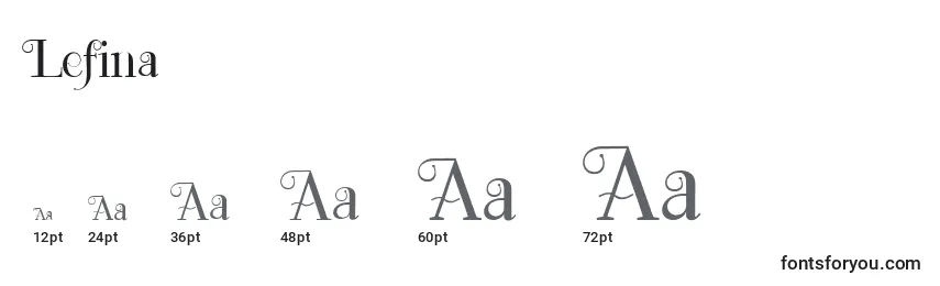 Размеры шрифта Lefina