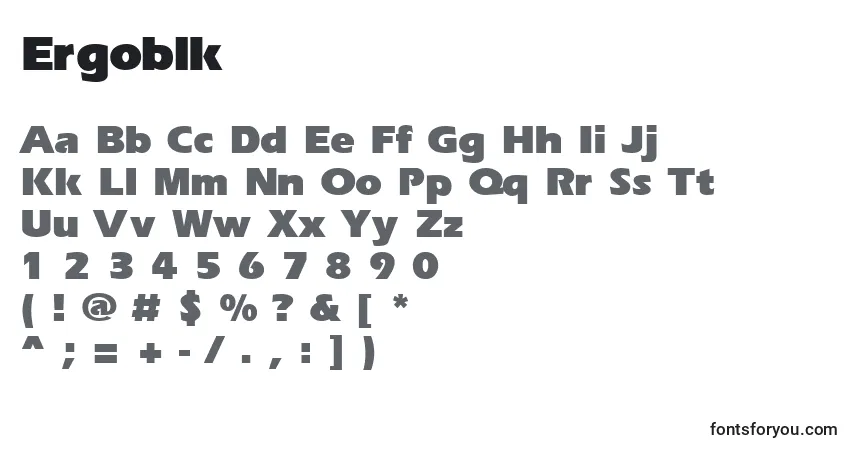 Czcionka Ergoblk – alfabet, cyfry, specjalne znaki