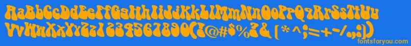 Puppylike-Schriftart – Orangefarbene Schriften auf blauem Hintergrund