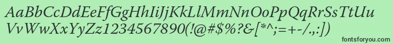 フォントWarnockproIt – 緑の背景に黒い文字