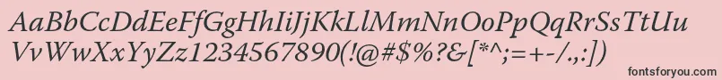 フォントWarnockproIt – ピンクの背景に黒い文字
