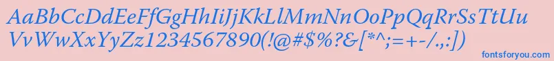 フォントWarnockproIt – ピンクの背景に青い文字