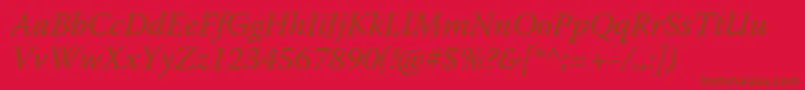 フォントWarnockproIt – 赤い背景に茶色の文字