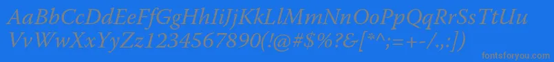 WarnockproIt Font – Gray Fonts on Blue Background