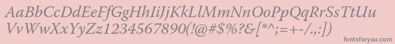 WarnockproIt Font – Gray Fonts on Pink Background