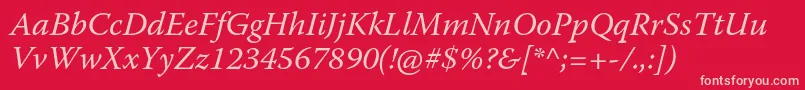 WarnockproIt Font – Pink Fonts on Red Background