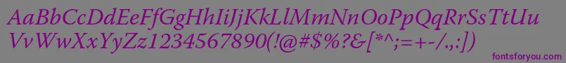 WarnockproIt Font – Purple Fonts on Gray Background