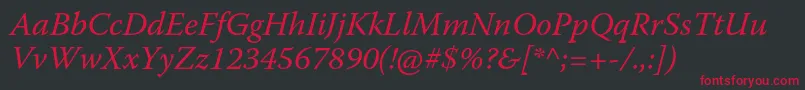 WarnockproIt Font – Red Fonts on Black Background
