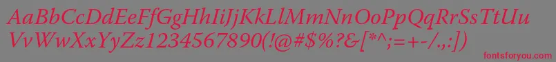 WarnockproIt Font – Red Fonts on Gray Background