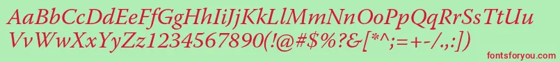 WarnockproIt Font – Red Fonts on Green Background