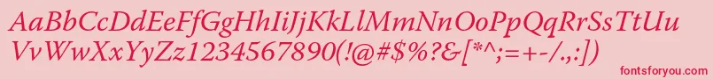 WarnockproIt Font – Red Fonts on Pink Background