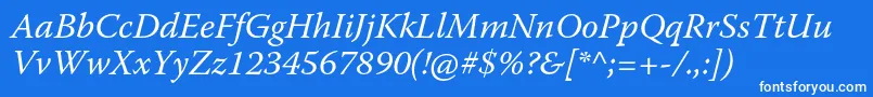 フォントWarnockproIt – 青い背景に白い文字