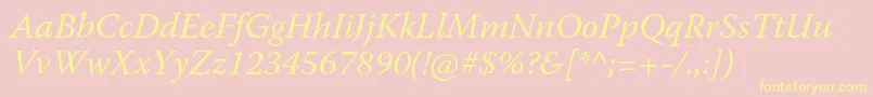 WarnockproIt Font – Yellow Fonts on Pink Background