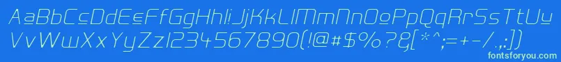 HallFeticaUpperDecomposeIt Font – Green Fonts on Blue Background