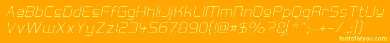 HallFeticaUpperDecomposeIt-Schriftart – Gelbe Schriften auf orangefarbenem Hintergrund