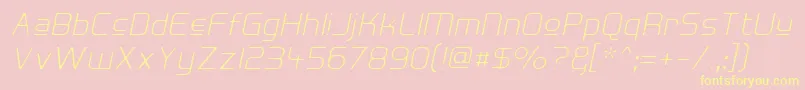 HallFeticaUpperDecomposeIt-Schriftart – Gelbe Schriften auf rosa Hintergrund