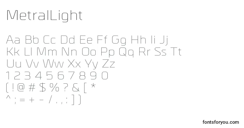Schriftart MetralLight – Alphabet, Zahlen, spezielle Symbole