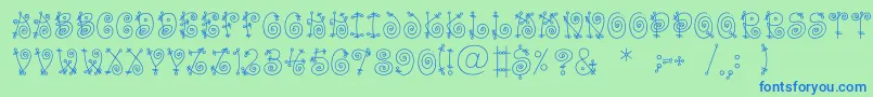 FunnycBold Font – Blue Fonts on Green Background