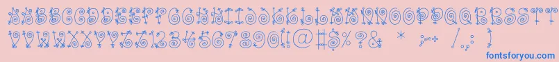 FunnycBold-Schriftart – Blaue Schriften auf rosa Hintergrund