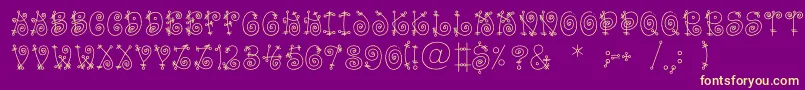 FunnycBold-Schriftart – Gelbe Schriften auf violettem Hintergrund