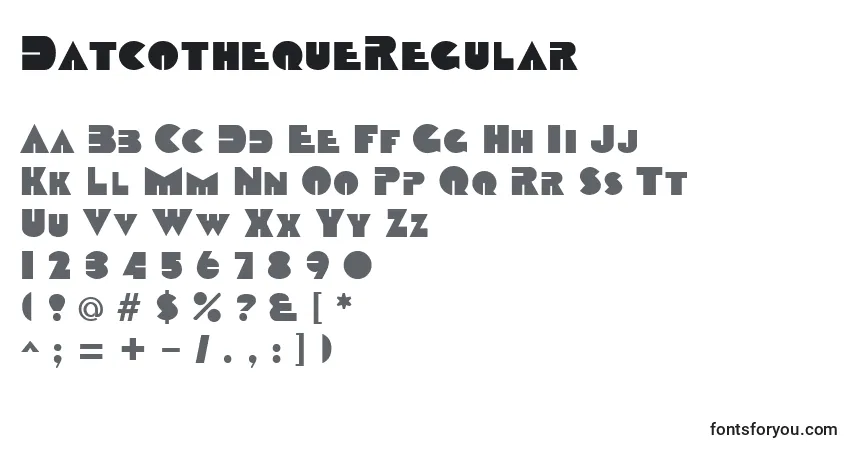 Fuente DatcothequeRegular - alfabeto, números, caracteres especiales