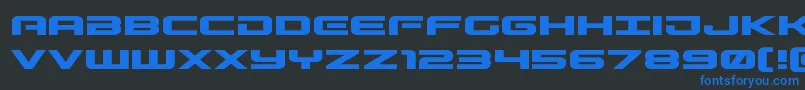 Czcionka Gunshipexpand – niebieskie czcionki na czarnym tle