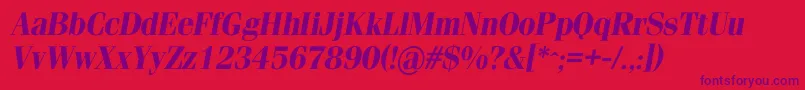 Weitere Informationen zur SimeizcBolditalic-Schriftart SimeizcBolditalic-Schriftart – Violette Schriften auf rotem Hintergrund
