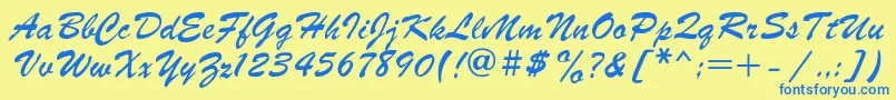 フォントParsek1 – 青い文字が黄色の背景にあります。