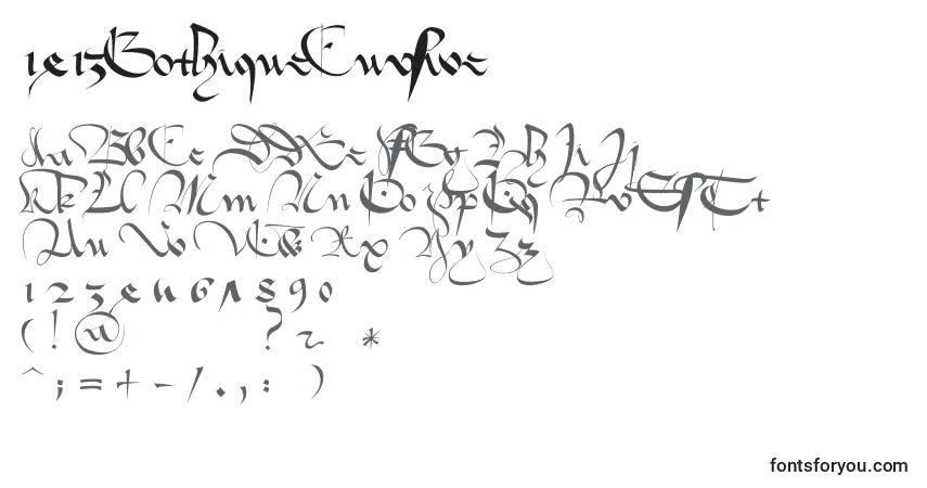 Czcionka 1413GothiqueCursive – alfabet, cyfry, specjalne znaki