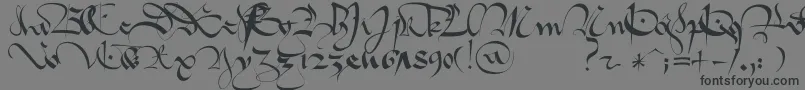 フォント1413GothiqueCursive – 黒い文字の灰色の背景