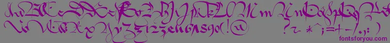 1413GothiqueCursive-fontti – violetit fontit harmaalla taustalla