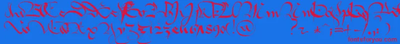 1413GothiqueCursive Font – Red Fonts on Blue Background