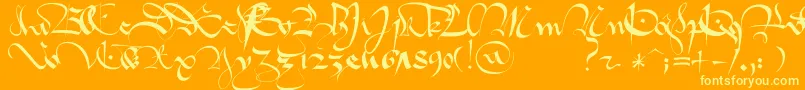 1413GothiqueCursive Font – Yellow Fonts on Orange Background