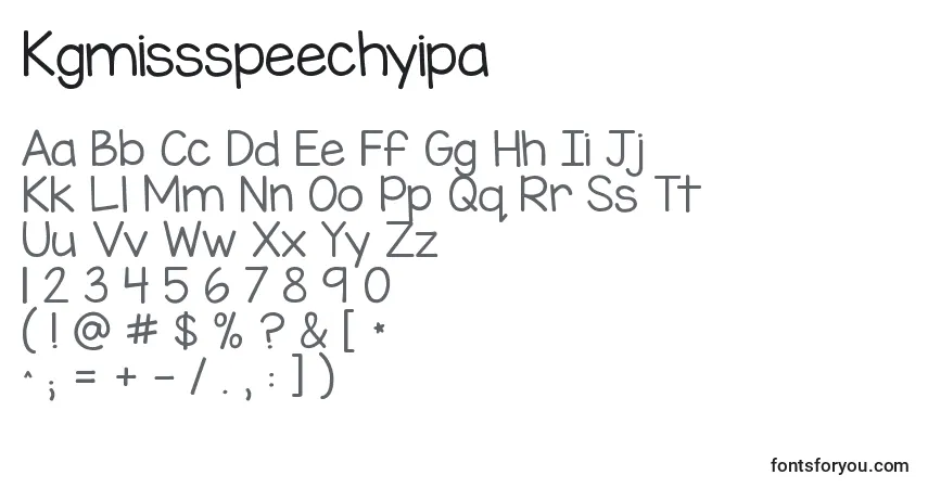 Czcionka Kgmissspeechyipa – alfabet, cyfry, specjalne znaki