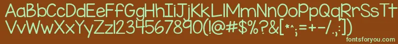 Kgmissspeechyipa Font – Green Fonts on Brown Background