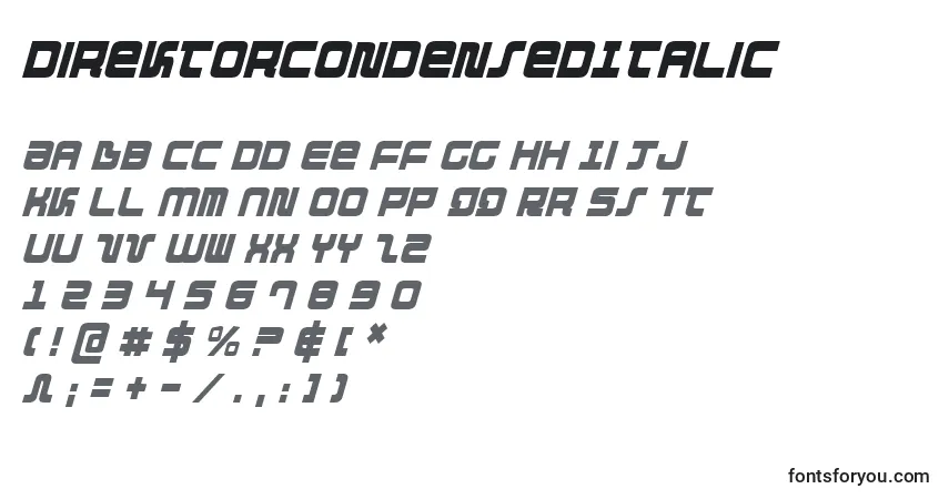 Fuente DirektorCondensedItalic - alfabeto, números, caracteres especiales