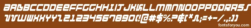 DirektorCondensedItalic-fontti – valkoiset fontit ruskealla taustalla