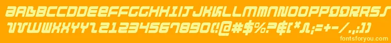 Fonte DirektorCondensedItalic – fontes amarelas em um fundo laranja