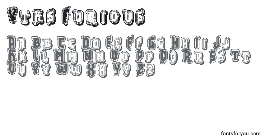 Шрифт Vtks Furious – алфавит, цифры, специальные символы