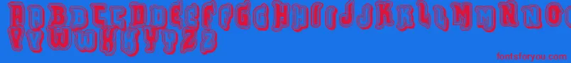 Vtks Furious-Schriftart – Rote Schriften auf blauem Hintergrund