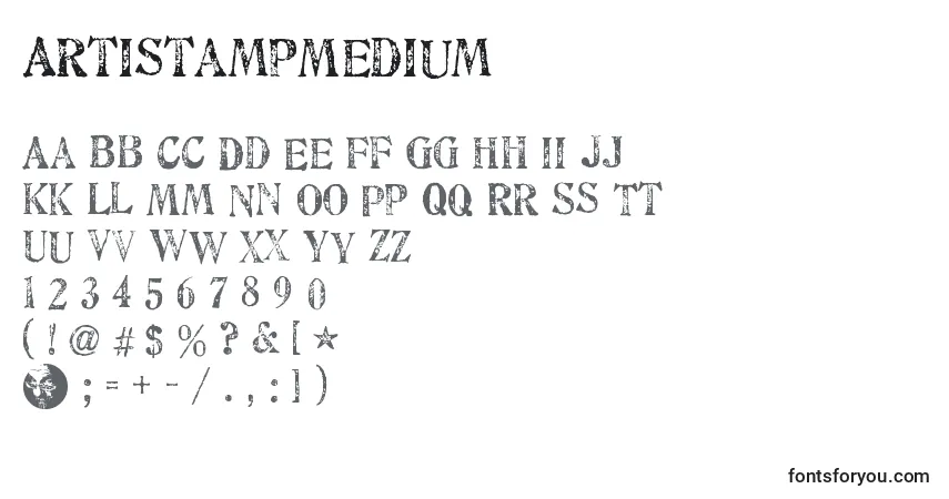 Шрифт ArtistampMedium – алфавит, цифры, специальные символы
