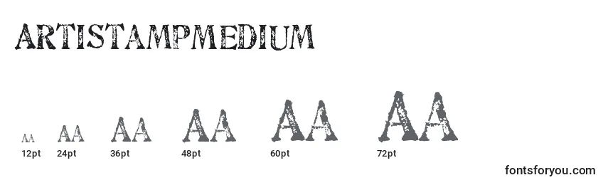 Размеры шрифта ArtistampMedium