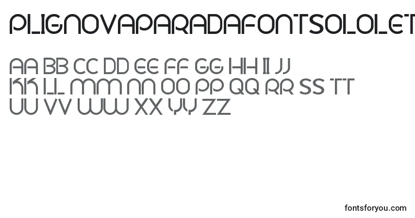Czcionka PligNovaParaDafontSoloLetras – alfabet, cyfry, specjalne znaki